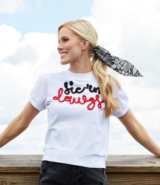 Lulu Grace Designs UGA Puff Glitter Shirt: College Football Fan Gear & Apparel Unisex Tee / M