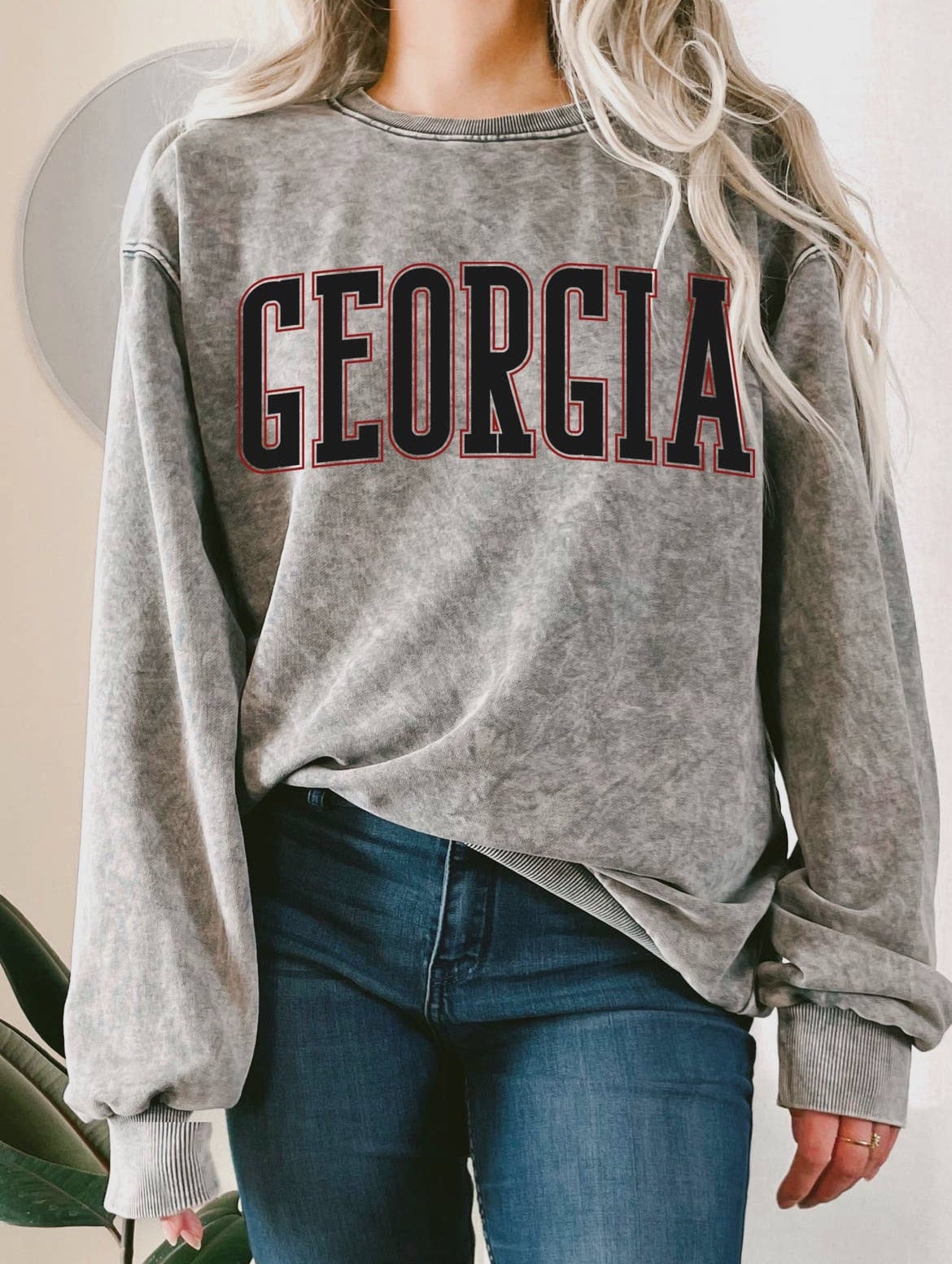 Lulu Grace Designs UGA Puff Glitter Shirt: College Football Fan Gear & Apparel Unisex Tee / M